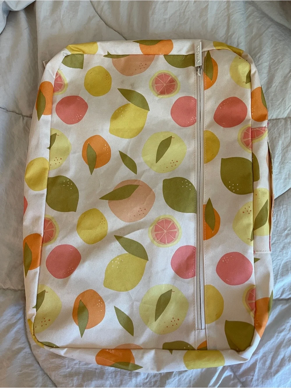 CalPak set of 2 Fruit-Print Travel organizer bags- Peach & Yellow